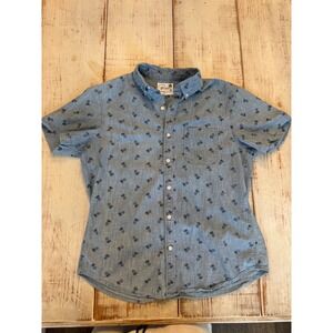 Bonobos Mens Slim Fit Pineapple Print Short Sleeve Button Down Shirt Blue Large